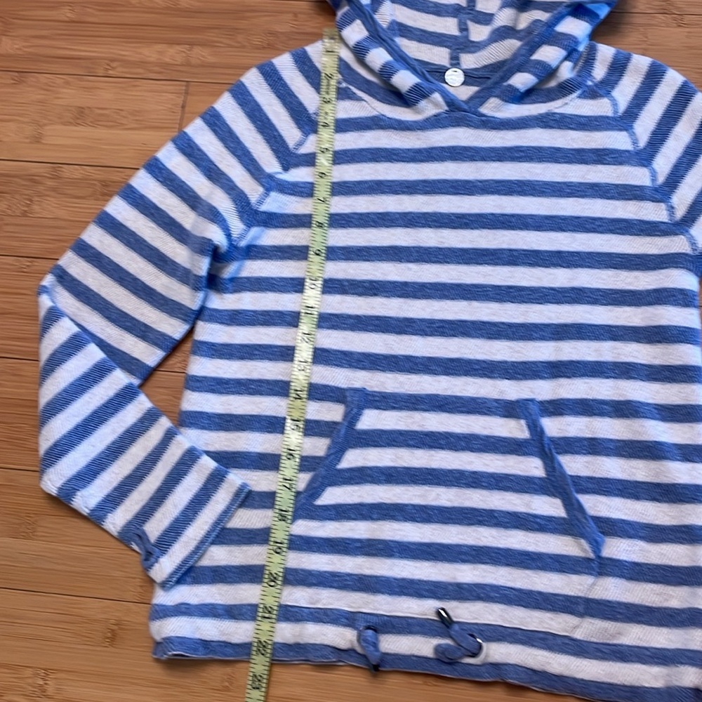 Margaret O’Leary Stripped Hoodie Size Small Thumb Holes Pocket Drawstring Bottom - Picture 12 of 12